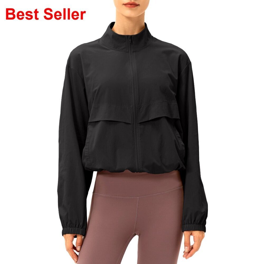 Lightweight Zip Up Athletic Jacket Windproof Sun Protection Workout